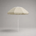 Parasol droit rond d’extérieur en polyester et acier, beige et blanc, Ø 200 × H 180-220 cm