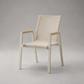 Chaise de jardin avec accoudoirs en aluminium et textilène blanc cassé, 57 × 60 × 88 cm