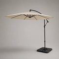 Parasol déporté rond en polyester et acier, beige et noir, Ø 300 × H 250 cm