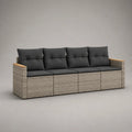 Canapé de jardin 4 places en résine tressée grise avec coussins anthracite, 242 × 70 × 79 cm