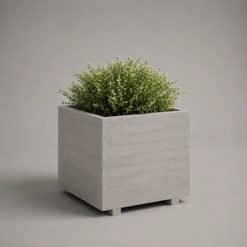Bac à fleurs carré sur pieds en pin massif gris, 50 × 50 × 55 cm
